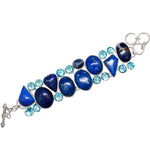Handmade Natural Lapis Lazuli, Blue Topaz Gemstone .925 Silver Bracelet