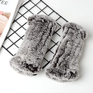 Luxurious Fluffy and Winter Warm Fingerless Knitted  Faux Fur Gloves - BELLADONNA