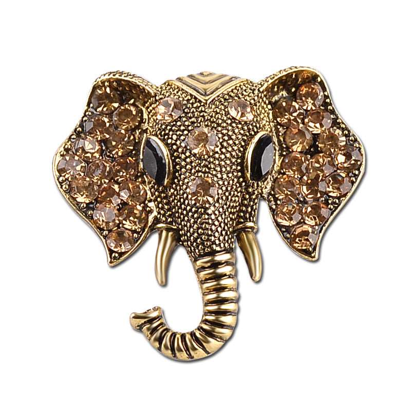 Exotic Beauty with Sparkly Cubic Zirconia Elephant Brooch in Gold or Silver - BELLADONNA