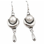 Elegant 5.68 Cts Natural White Pearl , Solid .925 Sterling Silver Earrings