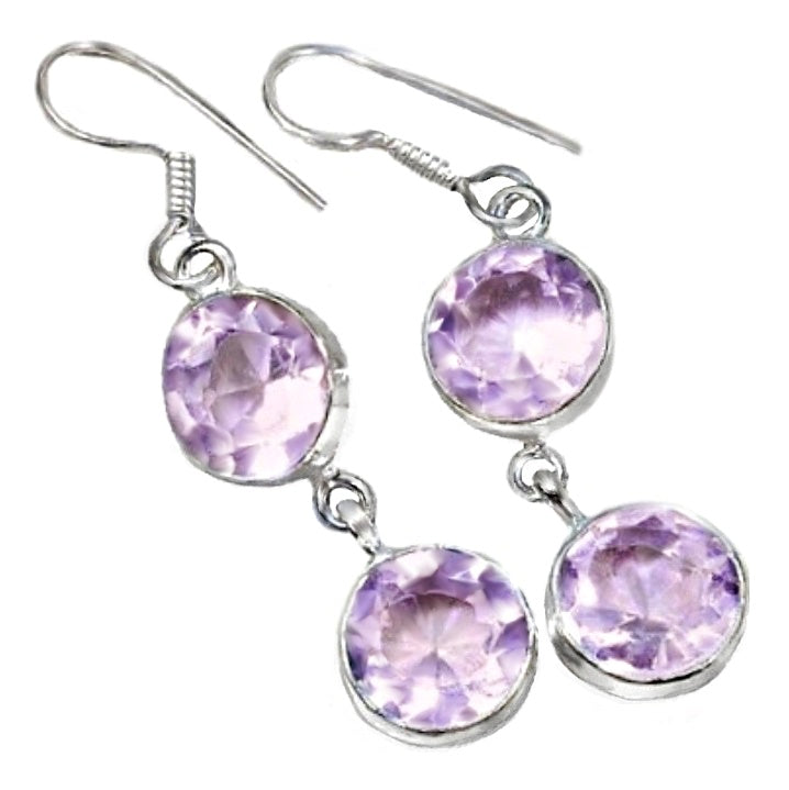 Summer Pastels Pink Quartz Gemstone .925 Silver Earrings