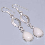 White Jade Gemstone .925 Sterling Silver Earrings