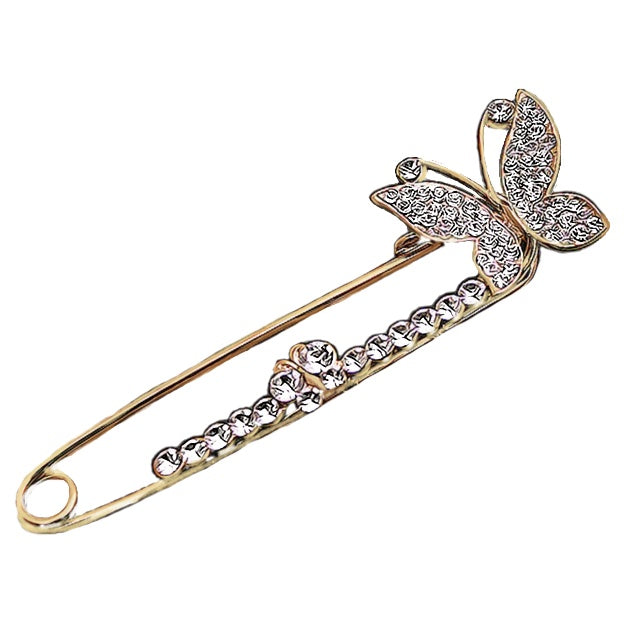 Fashionable Butterfly Rhinestone Brooch for Scarf or Shawl - BELLADONNA