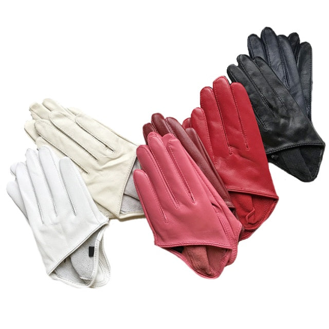 Genuine Soft Sheepskin Leather Short Half Palm Gloves in Gorgeous Colours - BELLADONNA