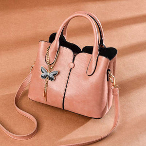 Trendy Women's Fashion  Medium Size Handbag with Long Shoulder Strap in Black, Grey, Pink, Red, White and Black - BELLADONNA