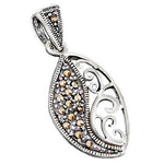 4.67 cts Swiss Marcasite Leaf Pendant .925 Solid Sterling Silver