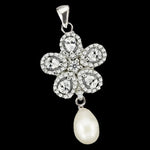 20.33 Cts Natural White Pearl Cz Solid .925 Sterling Silver Pendant