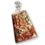 Natural Mexican Laguna Lace Agate Gemstone set in Solid .925 Sterling Silver Pendant