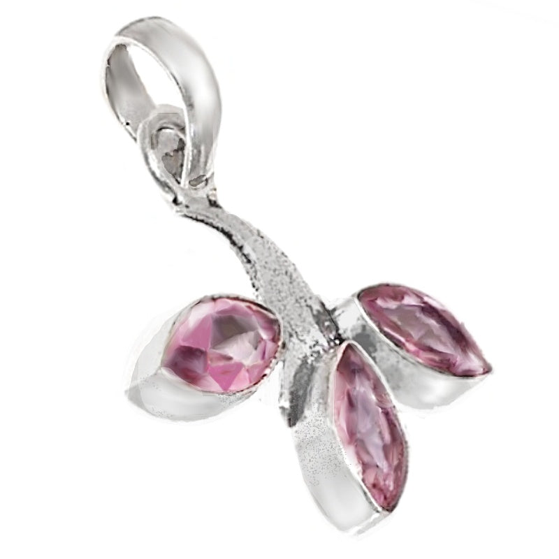 Charming Dainty Handmade Pink Topaz Gemstone .925 Silver Pendant