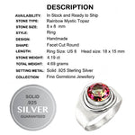 4.19 Cts Multi -Colour Rainbow Topaz, Ring In Solid .925 Sterling Silver. Size 8