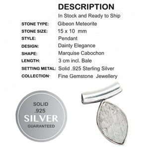 Dainty Gibeon Meteorite set in Solid .925 Sterling Silver Pendant