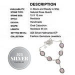 Handmade Naturasl Rose Quartz Necklace .925 Sterling Silver