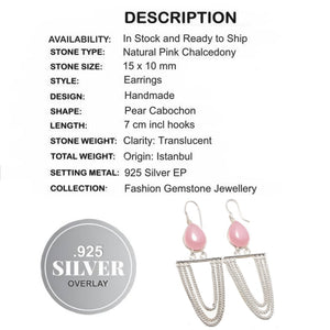 Trendy Feminine Pink Chalcedony .925 Silver Earrings