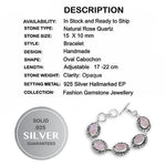 Natural Soft Pink Rose Quartz Gemstone Antique Cushion Set .925 Silver Bracelet