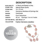 Natural Rose Quartz .925 Sterling Silver Necklace and Earrings Set