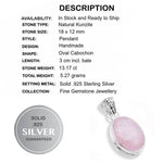 Dainty Natural Kunzite Oval Gemstone Solid.925 Sterling Silver Pendant