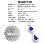 Natural Lapis Lazuli Gemstone Solid .925 Sterling Silver Pendant