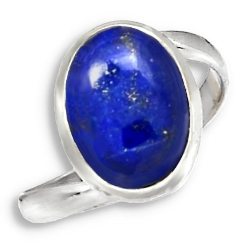 Natural Lapis Lazuli Gemstone Solid .925 Silver Ring Size US 9 or R1/2