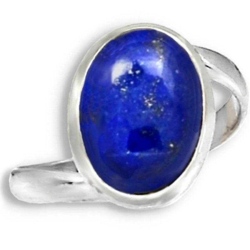 Natural Lapis Lazuli Gemstone Solid .925 Silver Ring Size US 9 or R1/2