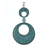 Pave Set AAA Natural Turquoise, Opal Solid .925 Sterling Silver Pendant