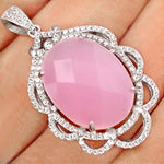 17.58 Cts Chalcedony, White Topaz Pendant Solid.925 Sterling Silver