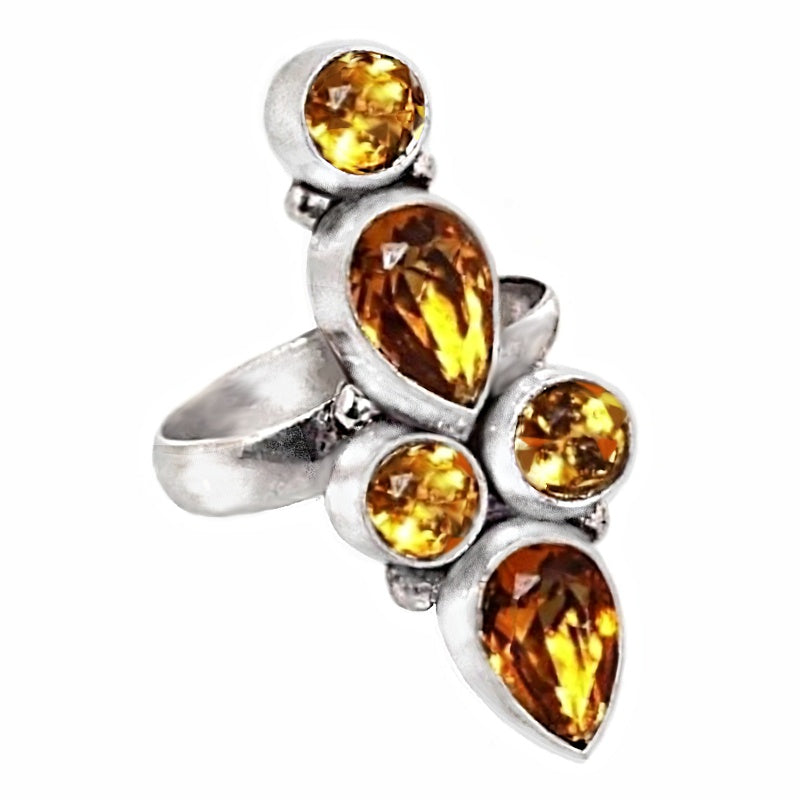 Handmade Citrine Gemstone .925 Silver Ring Size 6.5