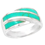 Modern Natural Turquoise, Gemstone Solid .925 Silver Ring Size US 8 / Q