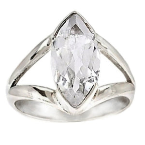 Natural Crystal Quartz Solid Sterling Silver Ring Size US 8.5