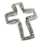 Swiss Marcasite Cross With Modern Attractive Design Solid .925 Sterling Silver