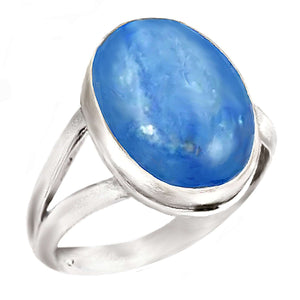 5.77 cts Natural Blue Kyanite Gemstone Solid .925 Sterling Silver Ring Size US 6.5