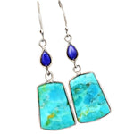 Natural Sleeping Beauty Turquoise, Lapis Lazuli Gemstone .925 Sterling Silver Earrings