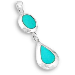 Dainty Turquoise Enamel Coated Gemstone Solid .925 Sterling Silver Pendant