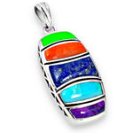 Natural Arizona Turquoise, Lapis Lazuli Solid .925 Sterling Silver Pendant