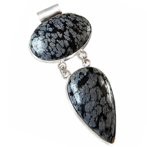 Natural Snowflake Obsidian .925 Sterling Silver Pendant