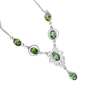 Handmade Green Amethyst Gemstone .925 Silver Plated Necklace