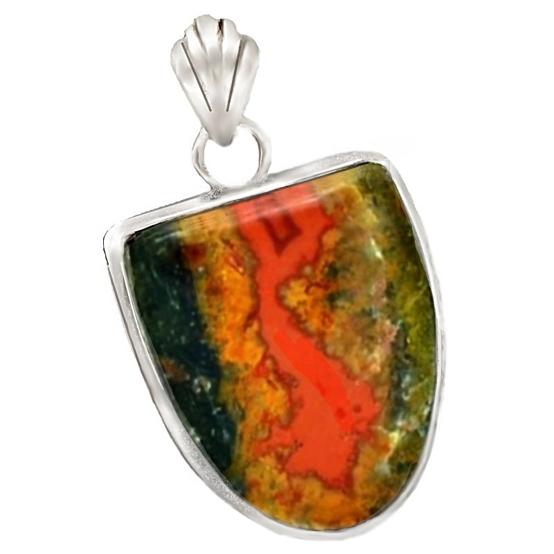 Beautiful Natural Cady Mountain Agate Solid .925 Sterling Silver Pendant