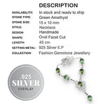 Handmade Green Amethyst Gemstone .925 Silver Plated Necklace