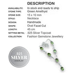 Green Amethyst Gemstone .925 Silver Necklace