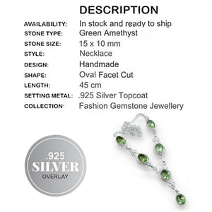 Green Amethyst Gemstone .925 Silver Necklace