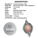 Natural Rose Quartz Gemstone Solid.925 Sterling Silver Ring Size US 6 OR M