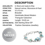 Natural Caribbean Larimar Gemstone .925 Sterling Silver Bracelet