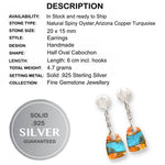 4.7 Grams Natural Spiny Oyster Arizona Turquoise Solid .925 Sterling Silver Earrings