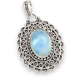 6.16 cts Natural Rainbow Moonstone Solid .925 Silver Pendant