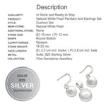 Dainty Natural White Pearl,  Solid .925 Sterling Silver Pendant & Earrings Set