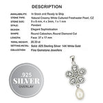 20.33 Cts Natural White Pearl Cz Solid .925 Sterling Silver Pendant