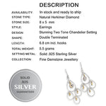 Trendy Two Tone Natural Herkimer Solid .925 Sterling Silver Dangling Earrings