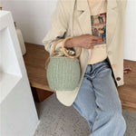 Handmade Woven Straw Pottery Shape Handbag or Knitting or Crochet Bag in Brown or Green - BELLADONNA