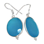 Handmade Blue Chalcedony Oval.925 Sterling Silver Earrings