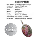 Natural Ruby Ruby Crystal Gemstone .925 Sterling Silver Pendant