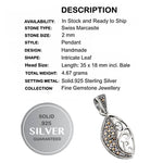 4.67 cts Swiss Marcasite Leaf Pendant .925 Solid Sterling Silver